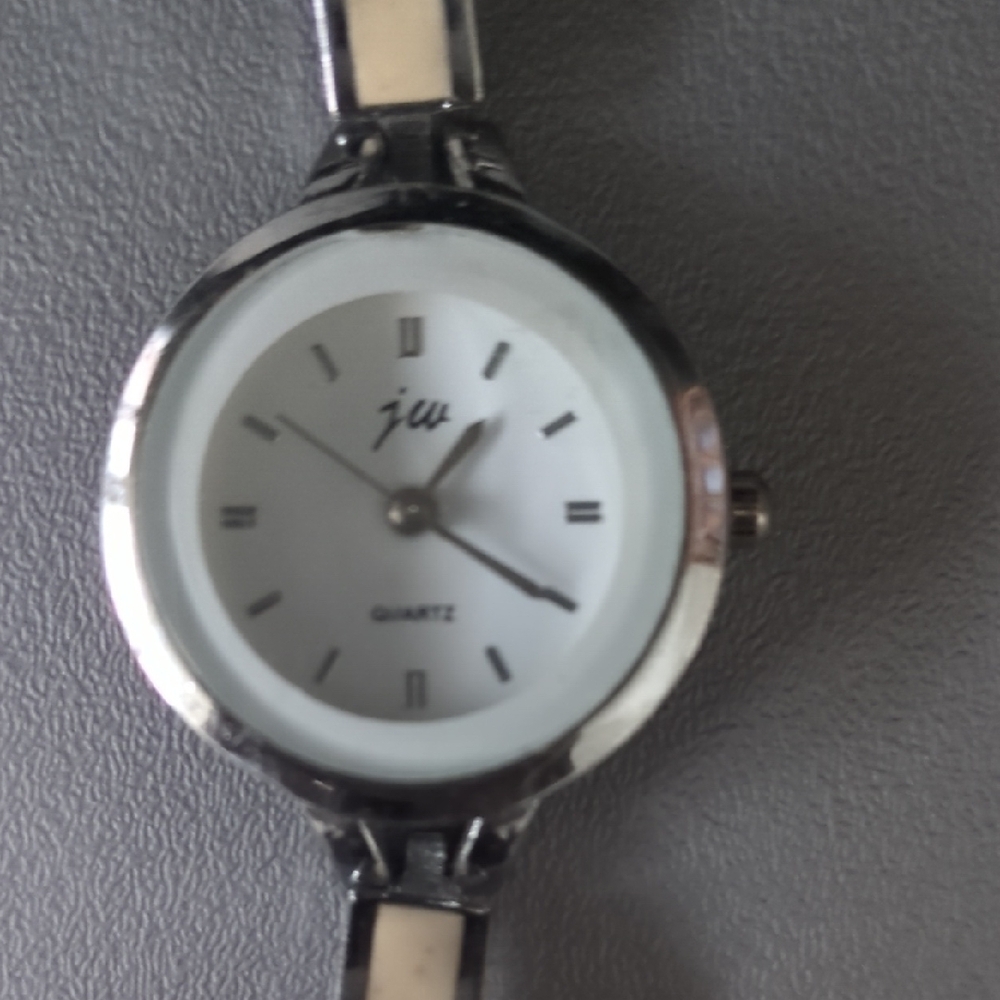 Silver and White Quartz Watch